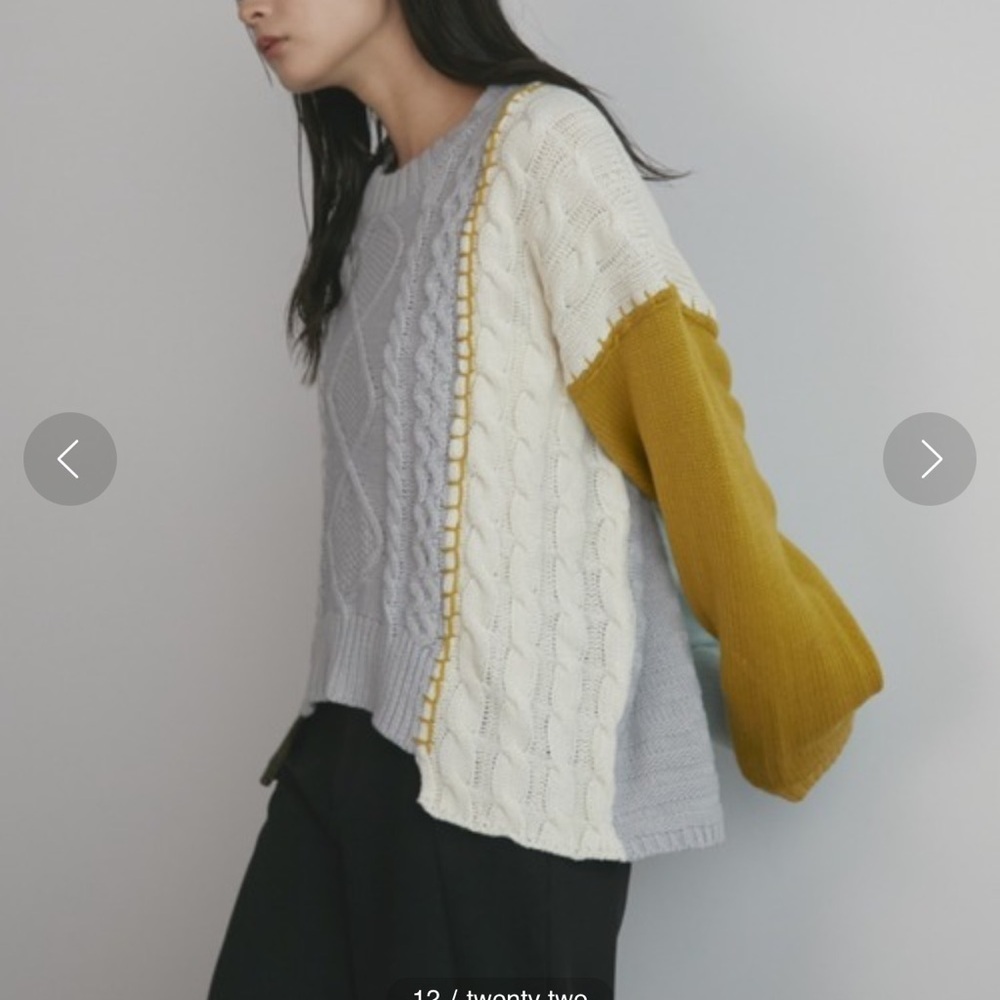 MERLOT Random Stitch Loose Knit color block sweater one size purchased in Japan - Picture 4 of 15